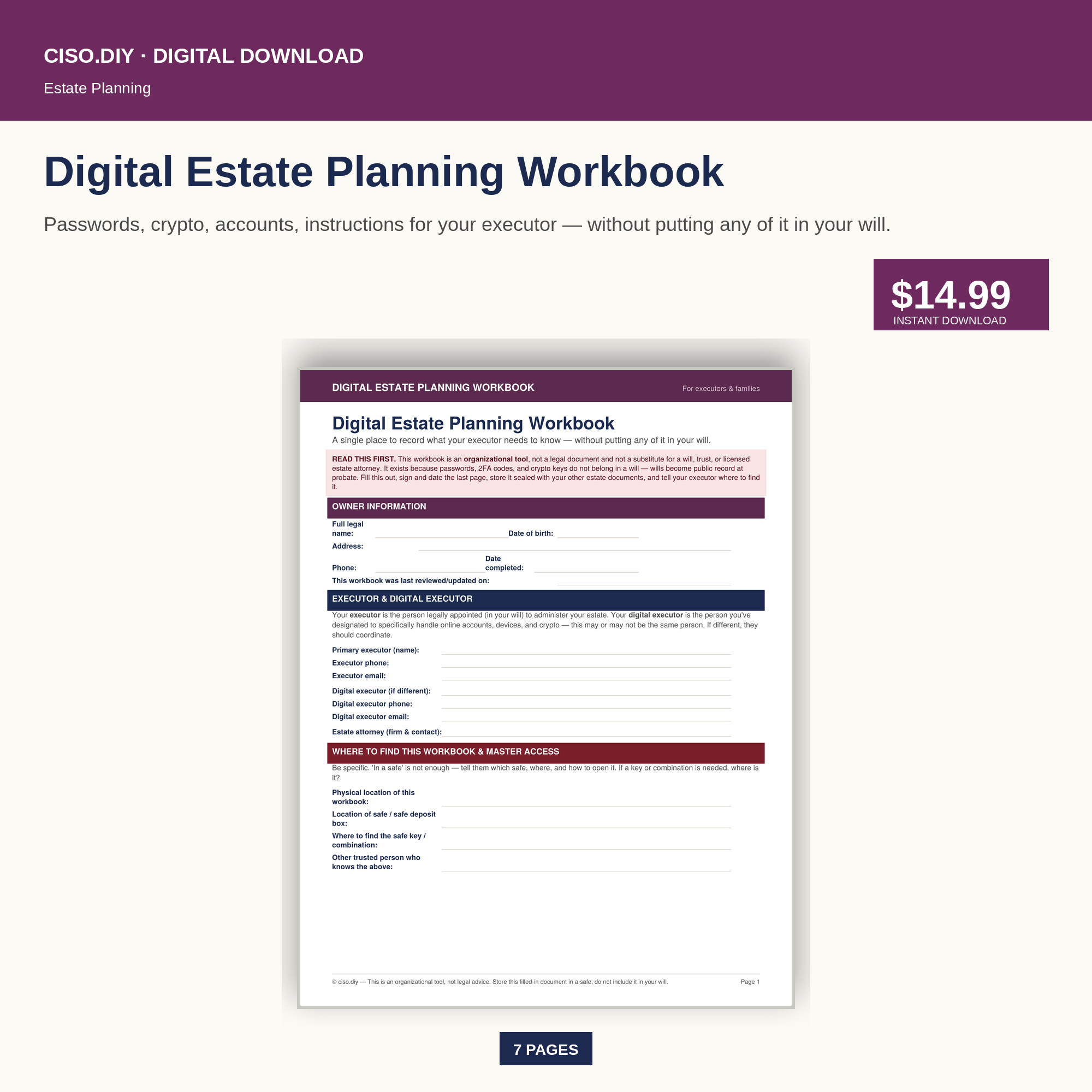 Digital Estate Planning Workbook