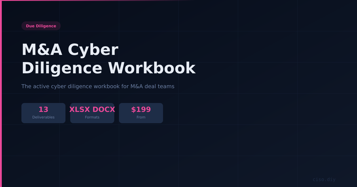 M&A Cyber Diligence Workbook